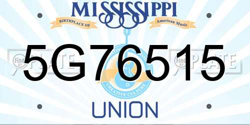 5G76515 Mississippi License Plate