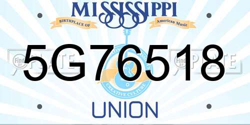 5G76518 Mississippi License Plate
