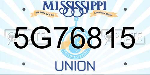5G76815 Mississippi License Plate