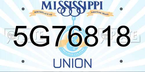 5G76818 Mississippi License Plate