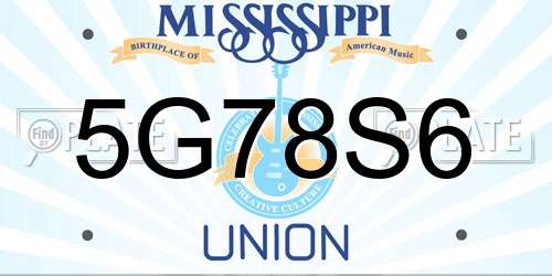 5G78S6 Mississippi License Plate