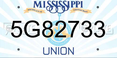 5G82733 Mississippi License Plate