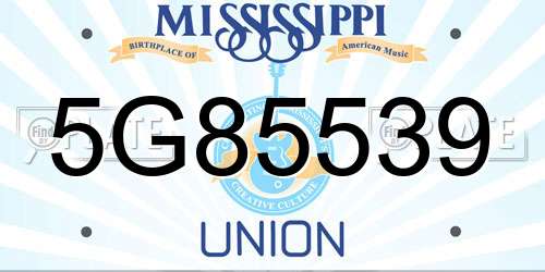 5G85539 Mississippi License Plate
