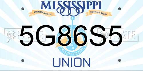 5G86S5 Mississippi License Plate