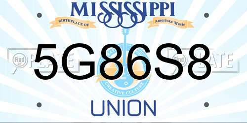 5G86S8 Mississippi License Plate