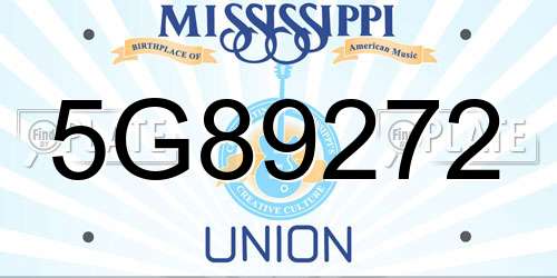 5G89272 Mississippi License Plate