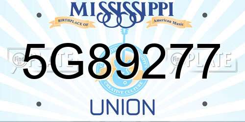 5G89277 Mississippi License Plate