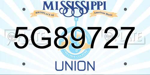 5G89727 Mississippi License Plate