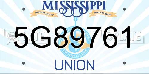 5G89761 Mississippi License Plate