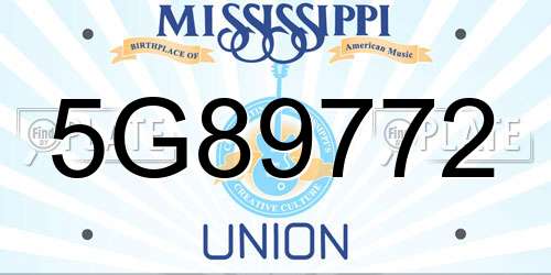 5G89772 Mississippi License Plate