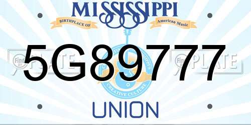 5G89777 Mississippi License Plate