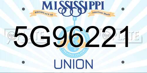 5G96221 Mississippi License Plate