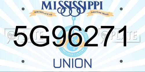 5G96271 Mississippi License Plate