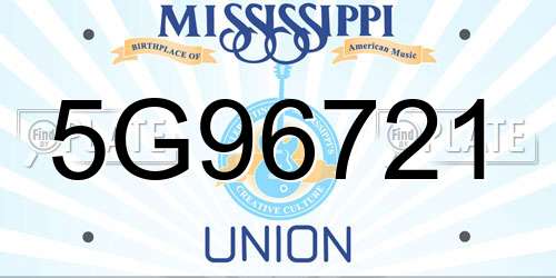 5G96721 Mississippi License Plate