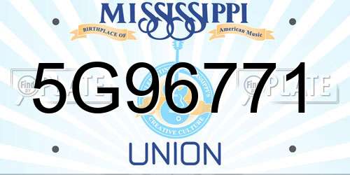 5G96771 Mississippi License Plate