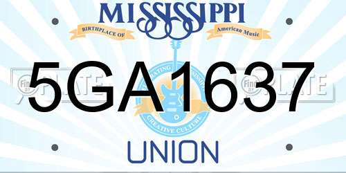 5GA1637 Mississippi License Plate