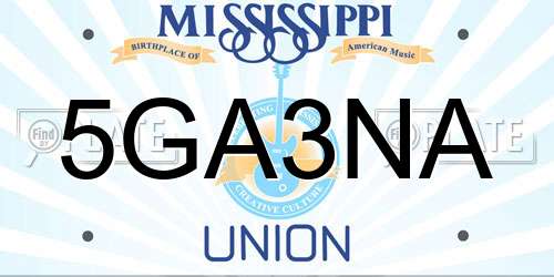 5GA3NA Mississippi License Plate