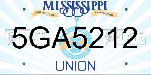 5GA5212 Mississippi License Plate