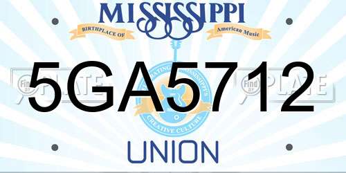 5GA5712 Mississippi License Plate