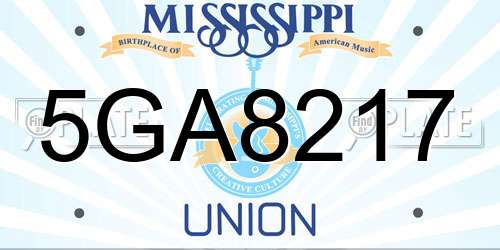 5GA8217 Mississippi License Plate