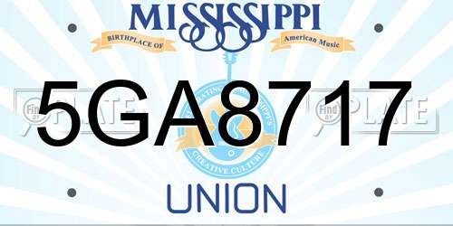 5GA8717 Mississippi License Plate