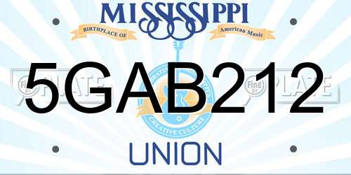 5GAB212 Mississippi License Plate