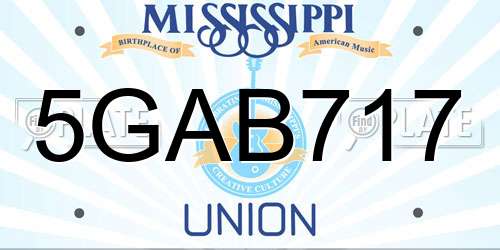5GAB717 Mississippi License Plate