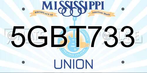 5GBT733 Mississippi License Plate