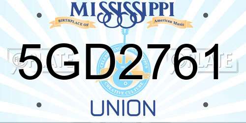 5GD2761 Mississippi License Plate