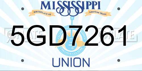 5GD7261 Mississippi License Plate