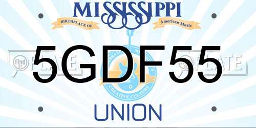 5GDF55 Mississippi License Plate