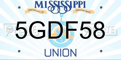 5GDF58 Mississippi License Plate