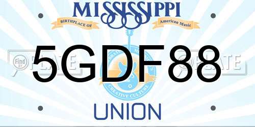 5GDF88 Mississippi License Plate