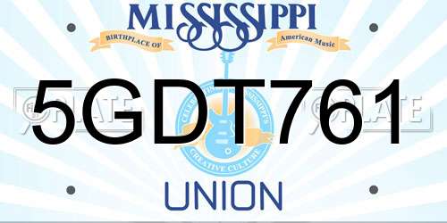 5GDT761 Mississippi License Plate