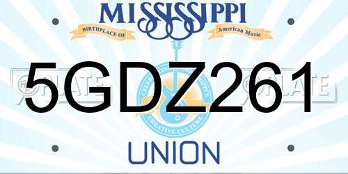 5GDZ261 Mississippi License Plate