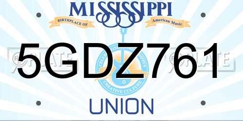 5GDZ761 Mississippi License Plate