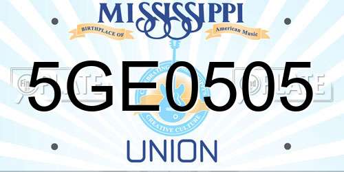 5GE0505 Mississippi License Plate