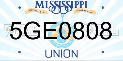 5GE0808 Mississippi License Plate