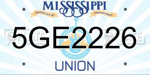 5GE2226 Mississippi License Plate