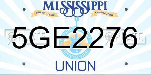 5GE2276 Mississippi License Plate