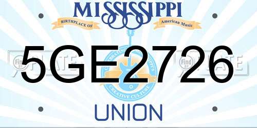 5GE2726 Mississippi License Plate
