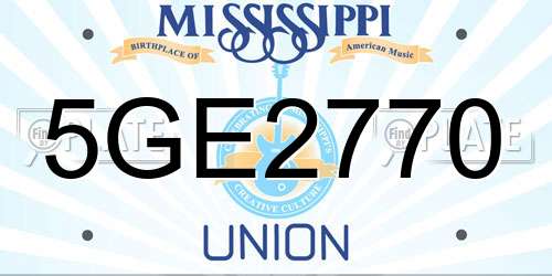 5GE2770 Mississippi License Plate