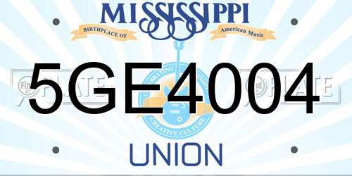 5GE4004 Mississippi License Plate