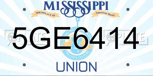 5GE6414 Mississippi License Plate