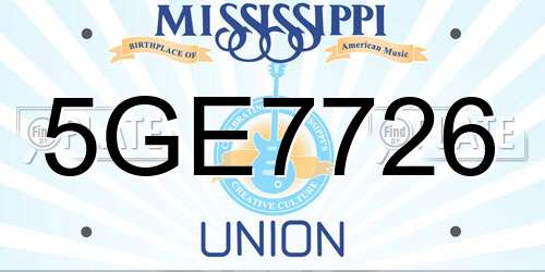 5GE7726 Mississippi License Plate