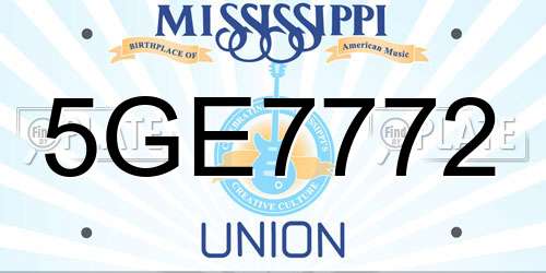 5GE7772 Mississippi License Plate