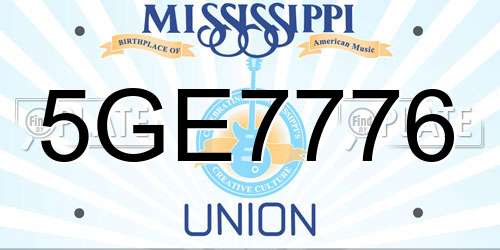 5GE7776 Mississippi License Plate