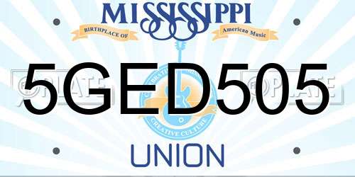 5GED505 Mississippi License Plate