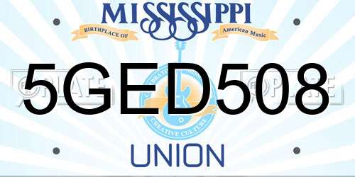 5GED508 Mississippi License Plate