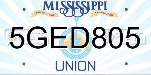 5GED805 Mississippi License Plate